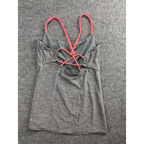Lululemon Dancing Warrior Tank Women's 8 Heathered Gray Pink Cross Straps Yoga - Picture 5 of 7